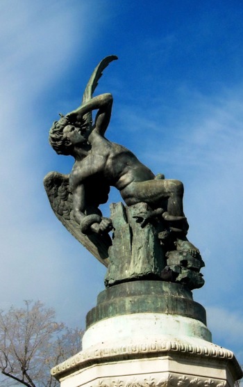 WhoPraysForSatan Statue of Lucifer falling from Heaven